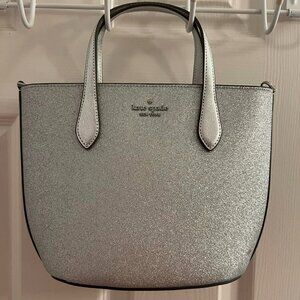 Kate Spade Silver Glitter Glimmer Satchel with Detachable Strap